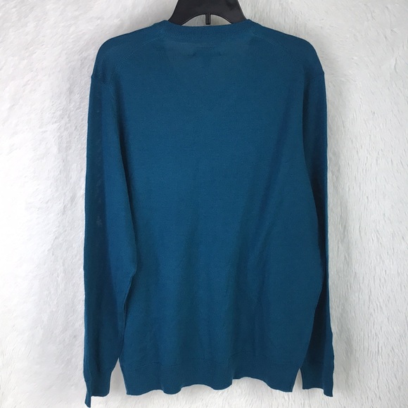 CLUB ROOM Men sweater Majestic Teal Blue V-Neck Wool Blend - Picture 7 of 7